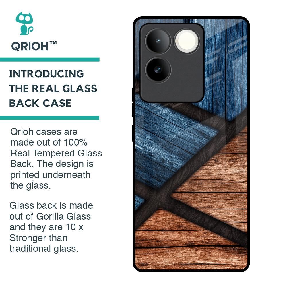 Wooden Tiles Glass Case for iQOO Z7 Pro 5G