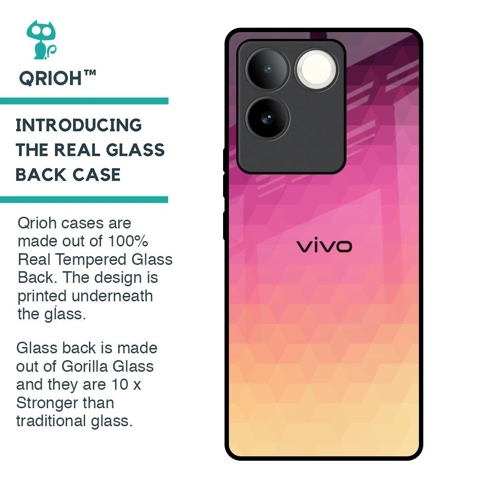 Geometric Pink Diamond Glass Case for iQOO Z7 Pro 5G
