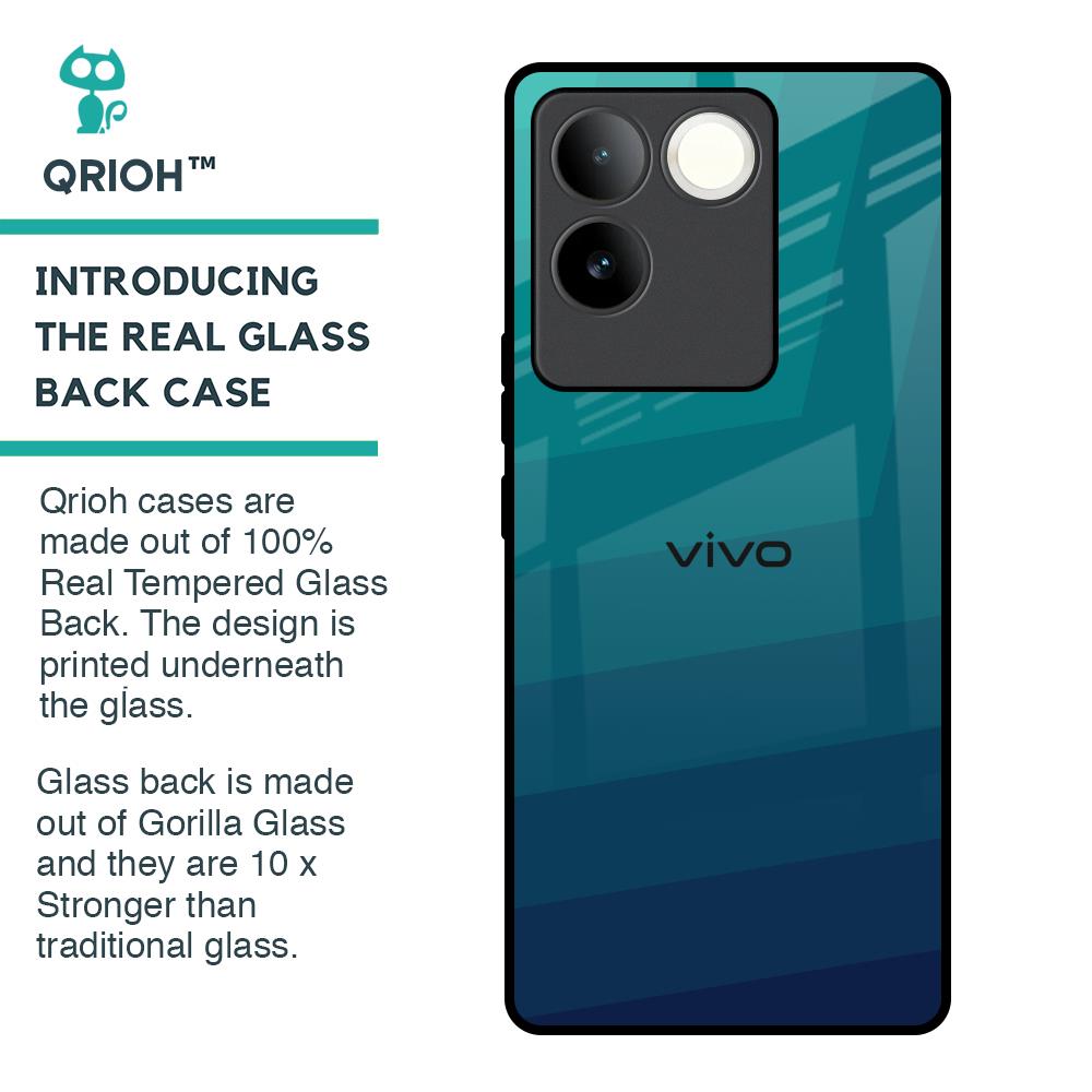 Green Triangle Pattern Glass Case for iQOO Z7 Pro 5G