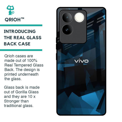 Polygonal Blue Box Glass Case For iQOO Z7 Pro 5G