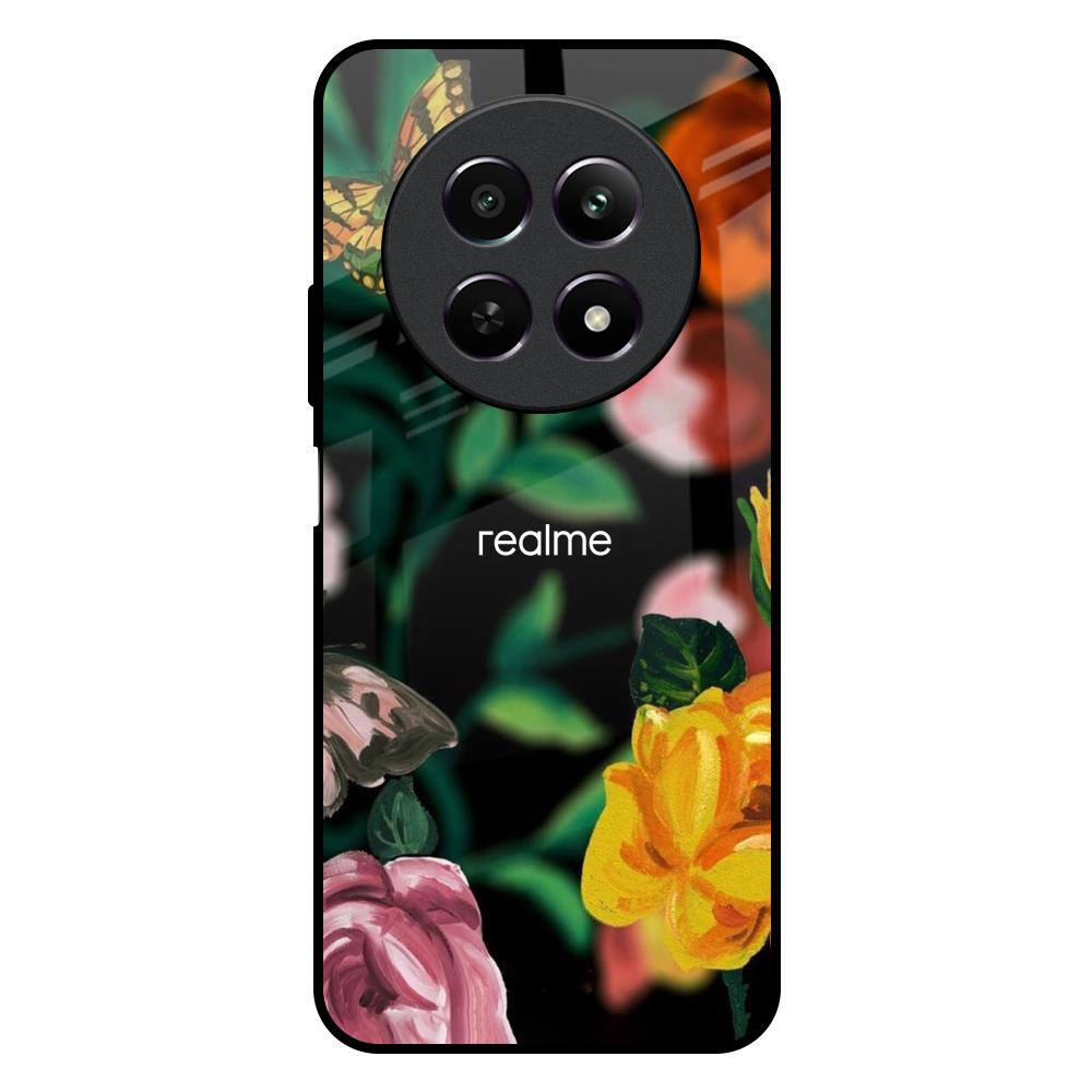 Flowers & Butterfly Realme 12 5G Glass Back Cover Online