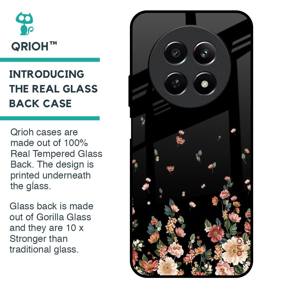 Floating Floral Print Glass Case for Realme 12 5G
