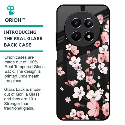 Black Cherry Blossom Glass Case for Realme 12 5G