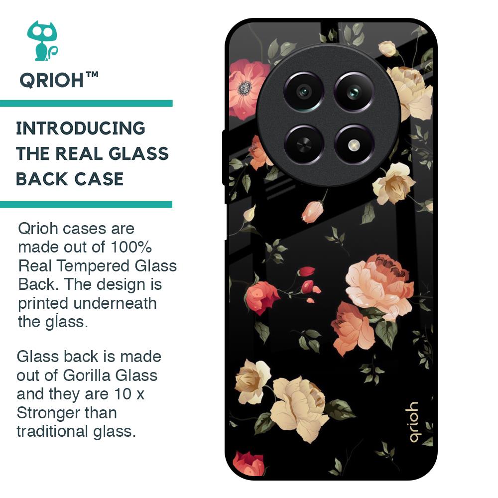 Black Spring Floral Glass Case for Realme 12 5G