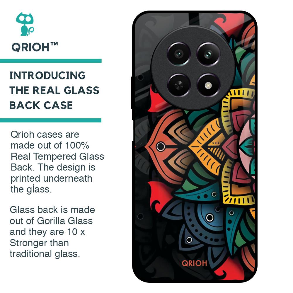 Retro Gorgeous Flower Glass Case for Realme 12 5G
