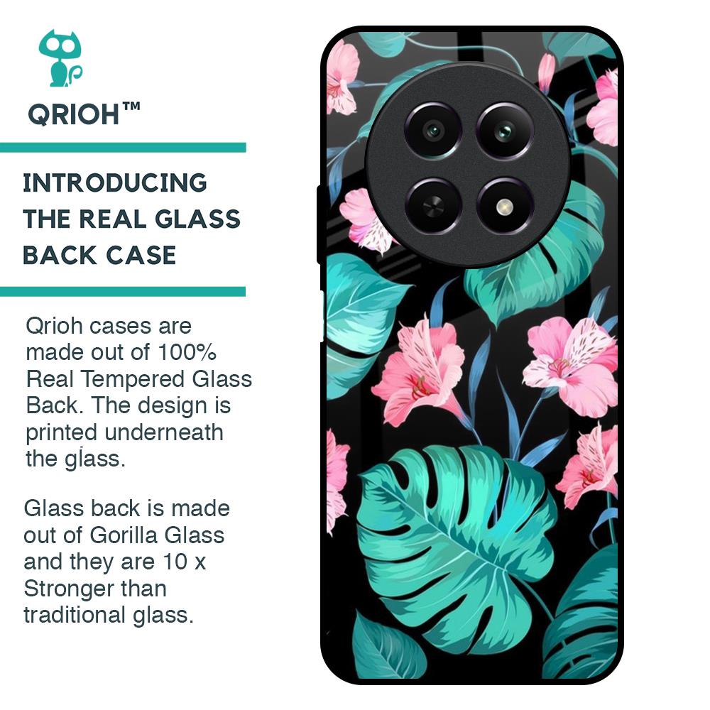 Tropical Leaves & Pink Flowers Glass Case for Realme 12 5G