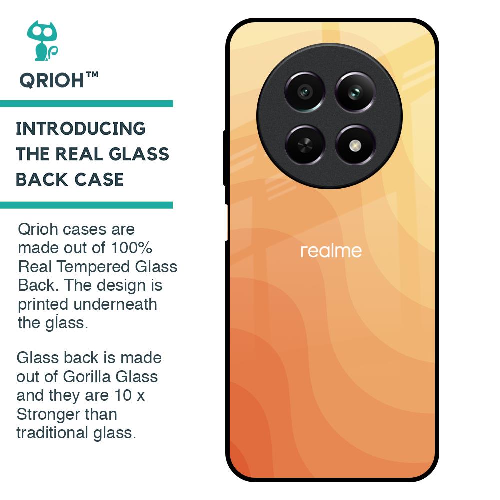 Orange Curve Pattern Glass Case for Realme 12 5G