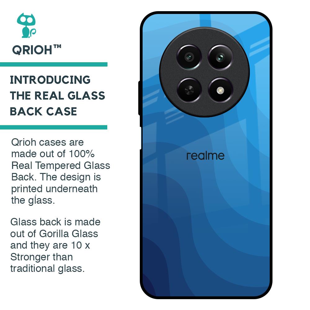 Blue Wave Abstract Glass Case for Realme 12 5G