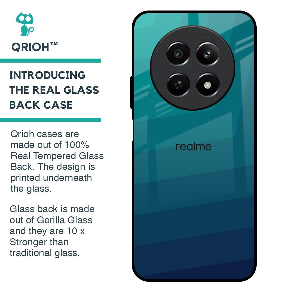 Green Triangle Pattern Glass Case for Realme 12 5G