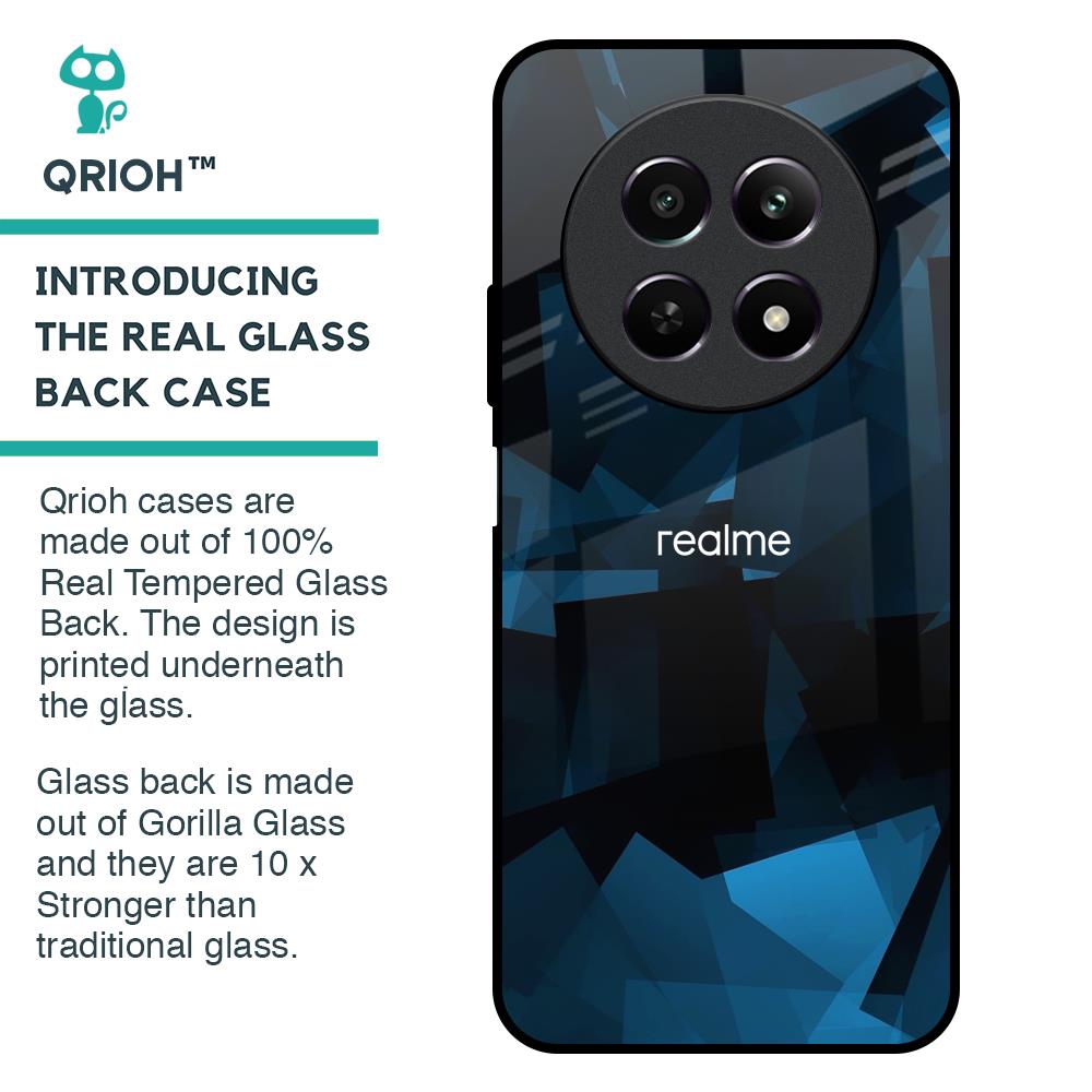 Polygonal Blue Box Glass Case For Realme 12 5G