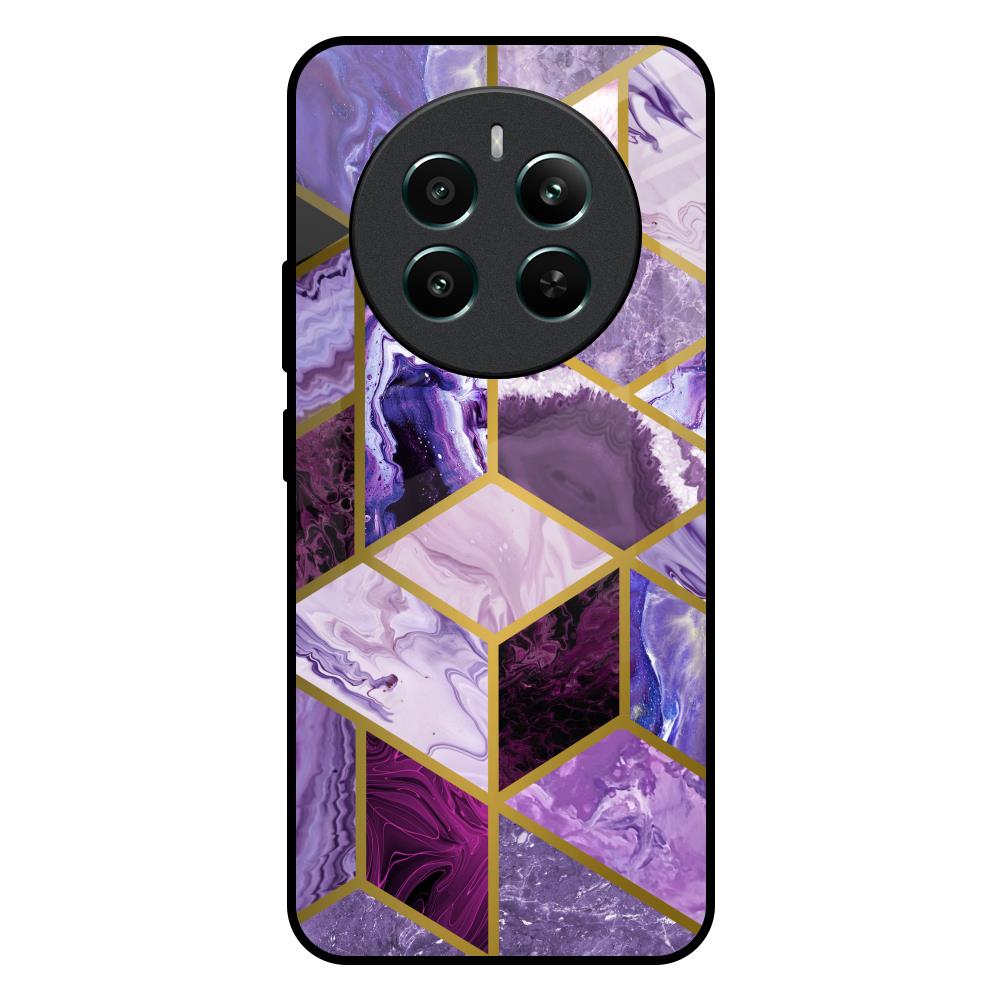 Purple Rhombus Marble Realme 12 Plus 5G Glass Back Cover Online