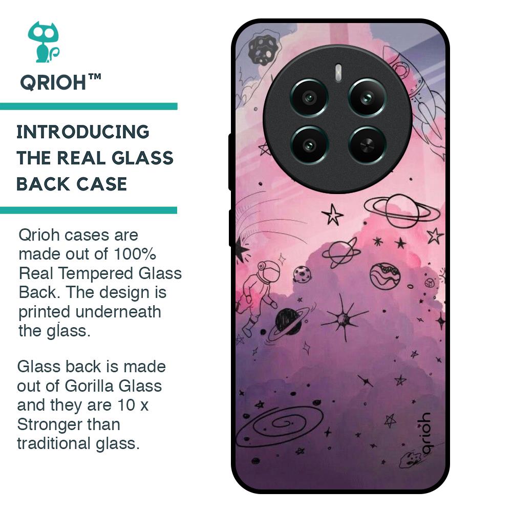 Space Doodles Glass Case for Realme 12 Plus 5G