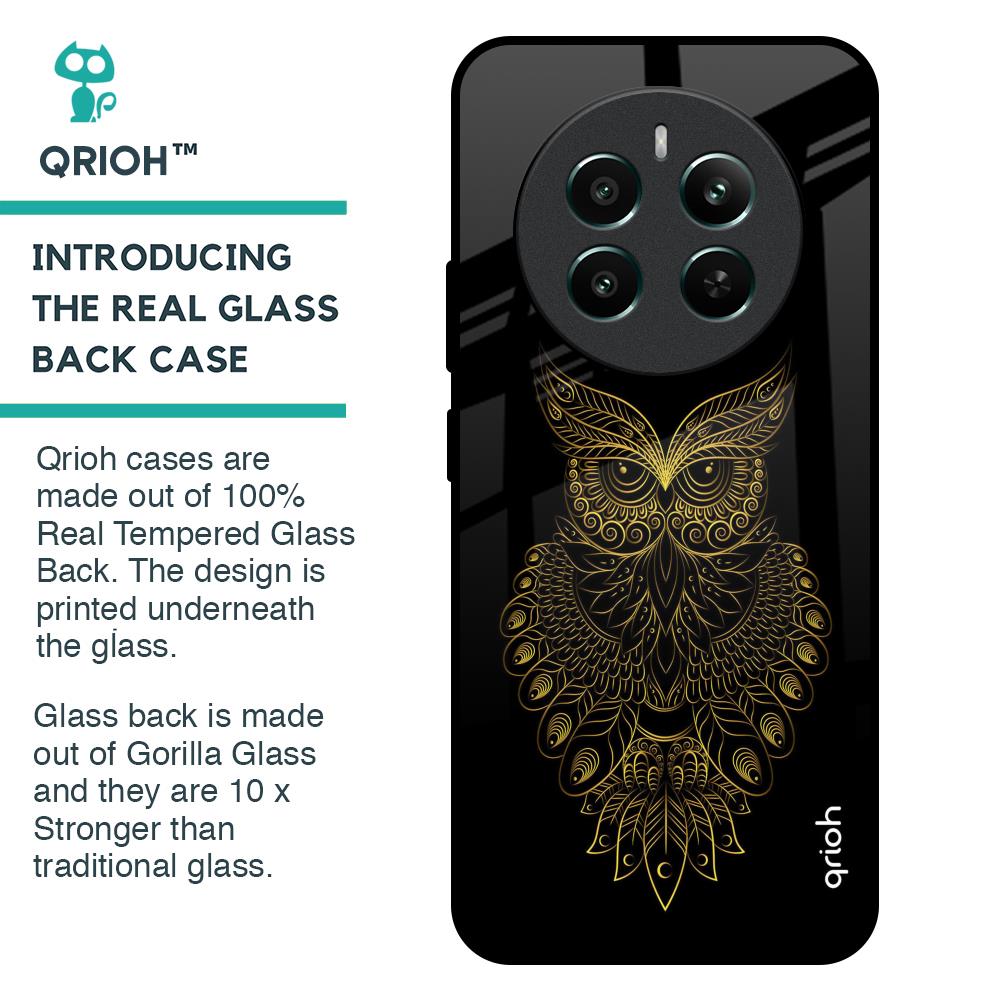 Golden Owl Glass Case for Realme 12 Plus 5G