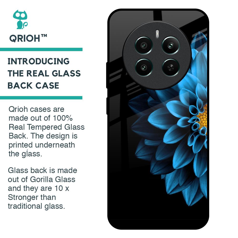Half Blue Flower Glass Case for Realme 12 Plus 5G