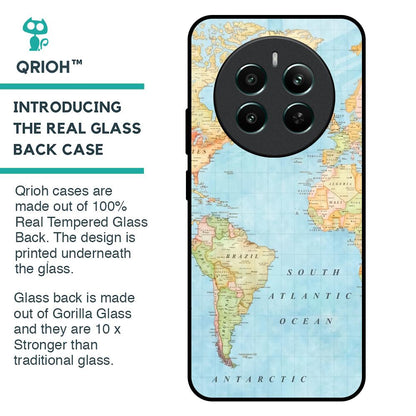 Travel Map Glass Case for Realme 12 Plus 5G