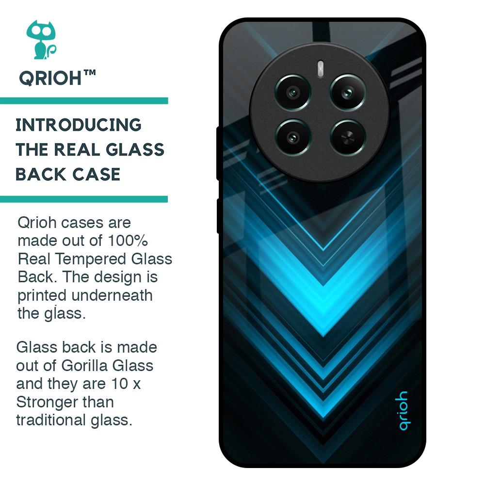 Vertical Blue Arrow Glass Case For Realme 12 Plus 5G