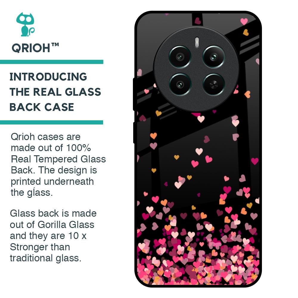 Heart Rain Fall Glass Case For Realme 12 Plus 5G
