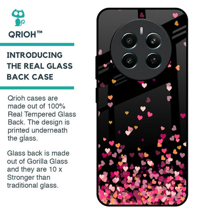 Heart Rain Fall Glass Case For Realme 12 Plus 5G