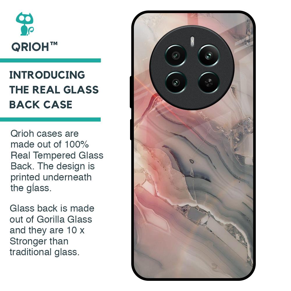 Pink And Grey Marble Glass Case For Realme 12 Plus 5G