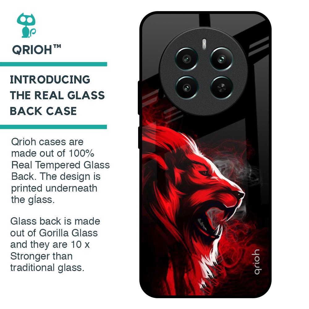 Red Angry Lion Glass Case for Realme 12 Plus 5G