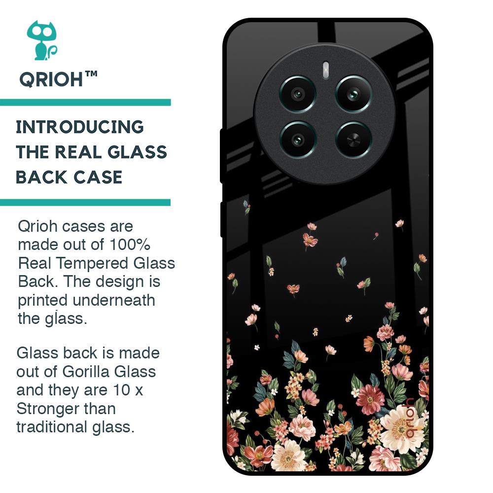 Floating Floral Print Glass Case for Realme 12 Plus 5G