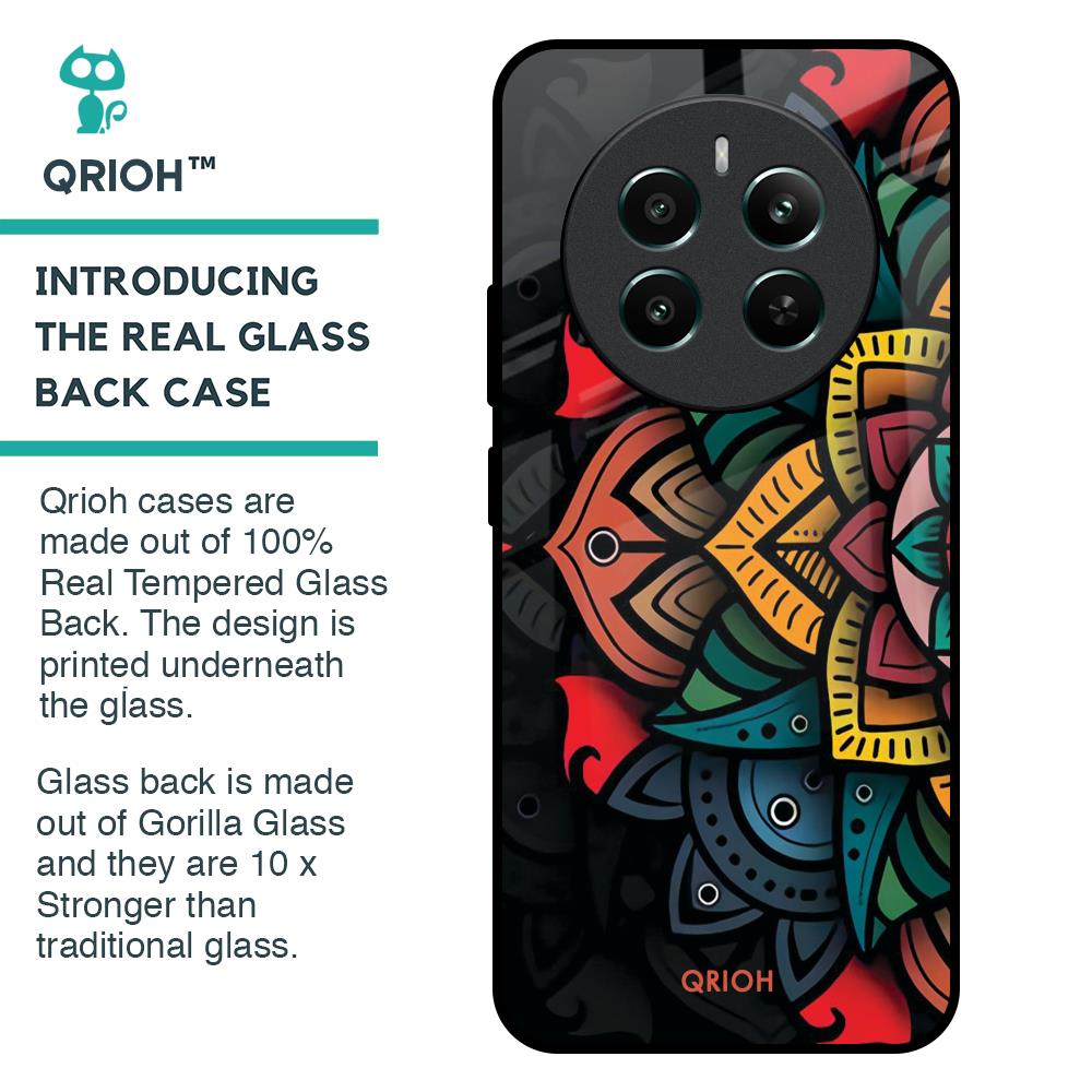 Retro Gorgeous Flower Glass Case for Realme 12 Plus 5G