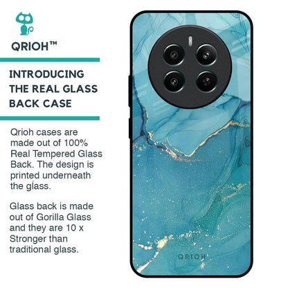 Blue Golden Glitter Glass Case for Realme 12 Plus 5G