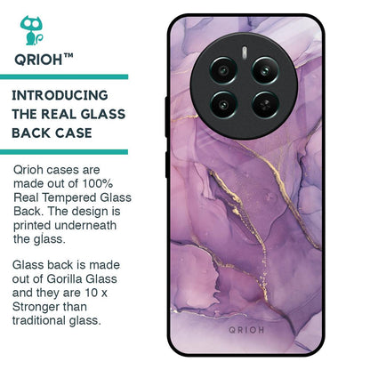 Purple Gold Marble Glass Case for Realme 12 Plus 5G