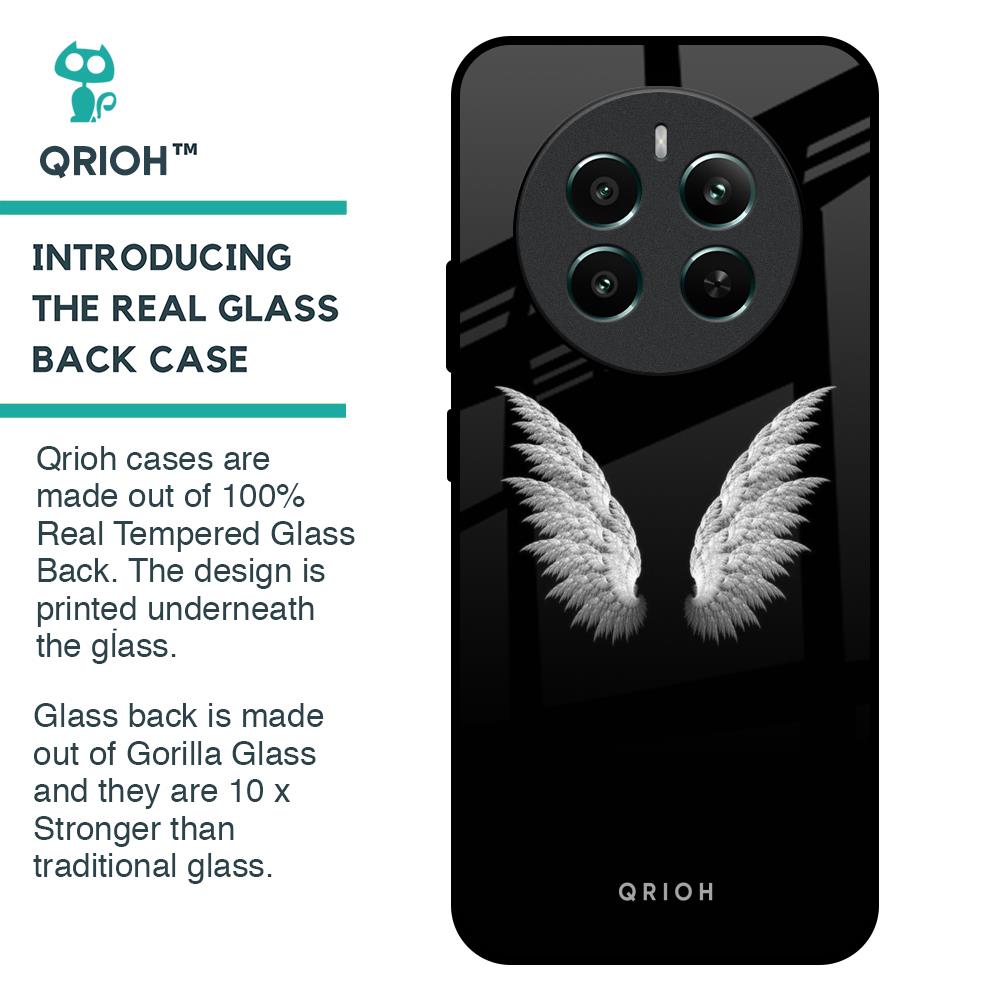 White Angel Wings Glass Case for Realme 12 Plus 5G