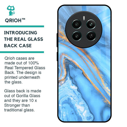 Vibrant Blue Marble Glass Case for Realme 12 Plus 5G