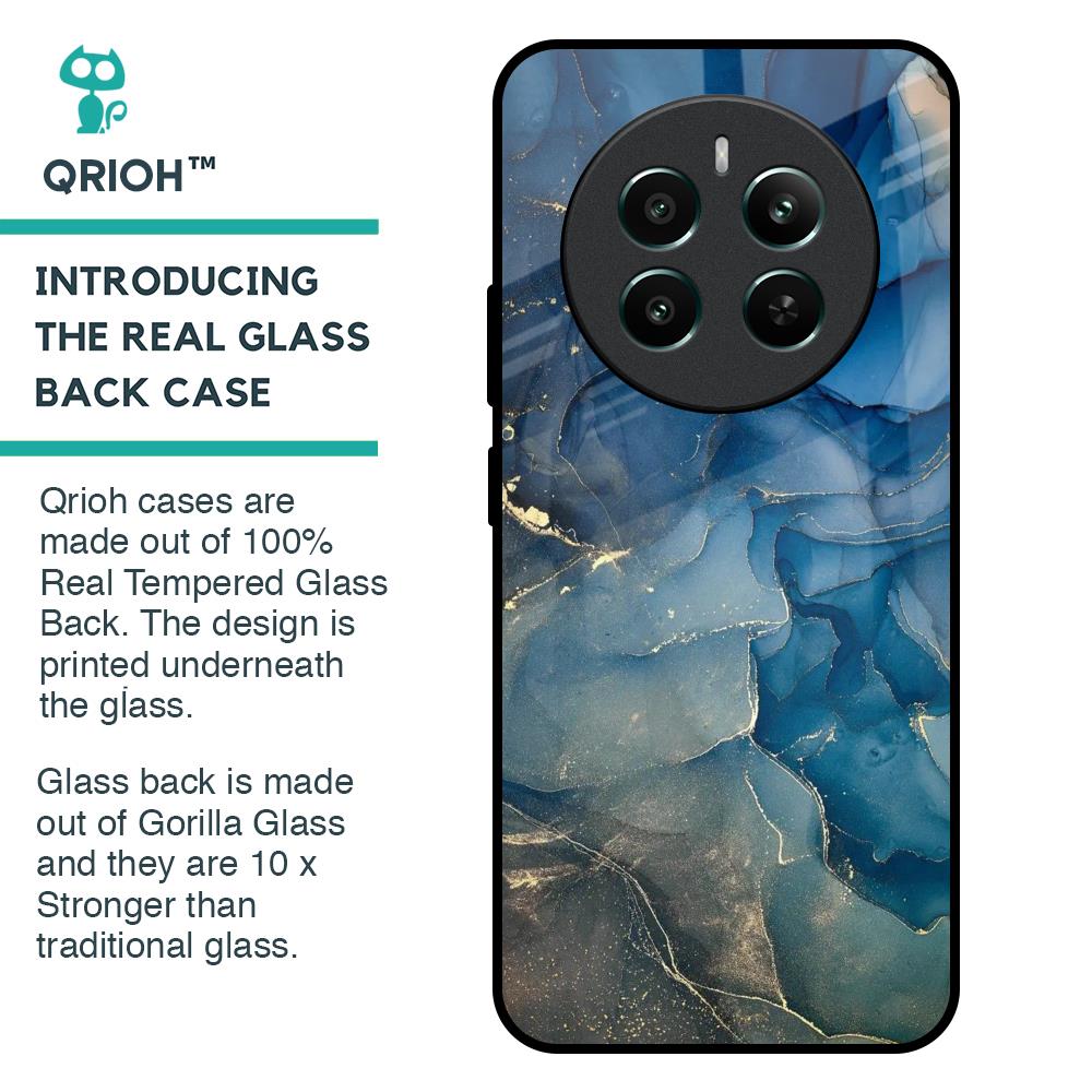 Blue Cool Marble Glass Case for Realme 12 Plus 5G