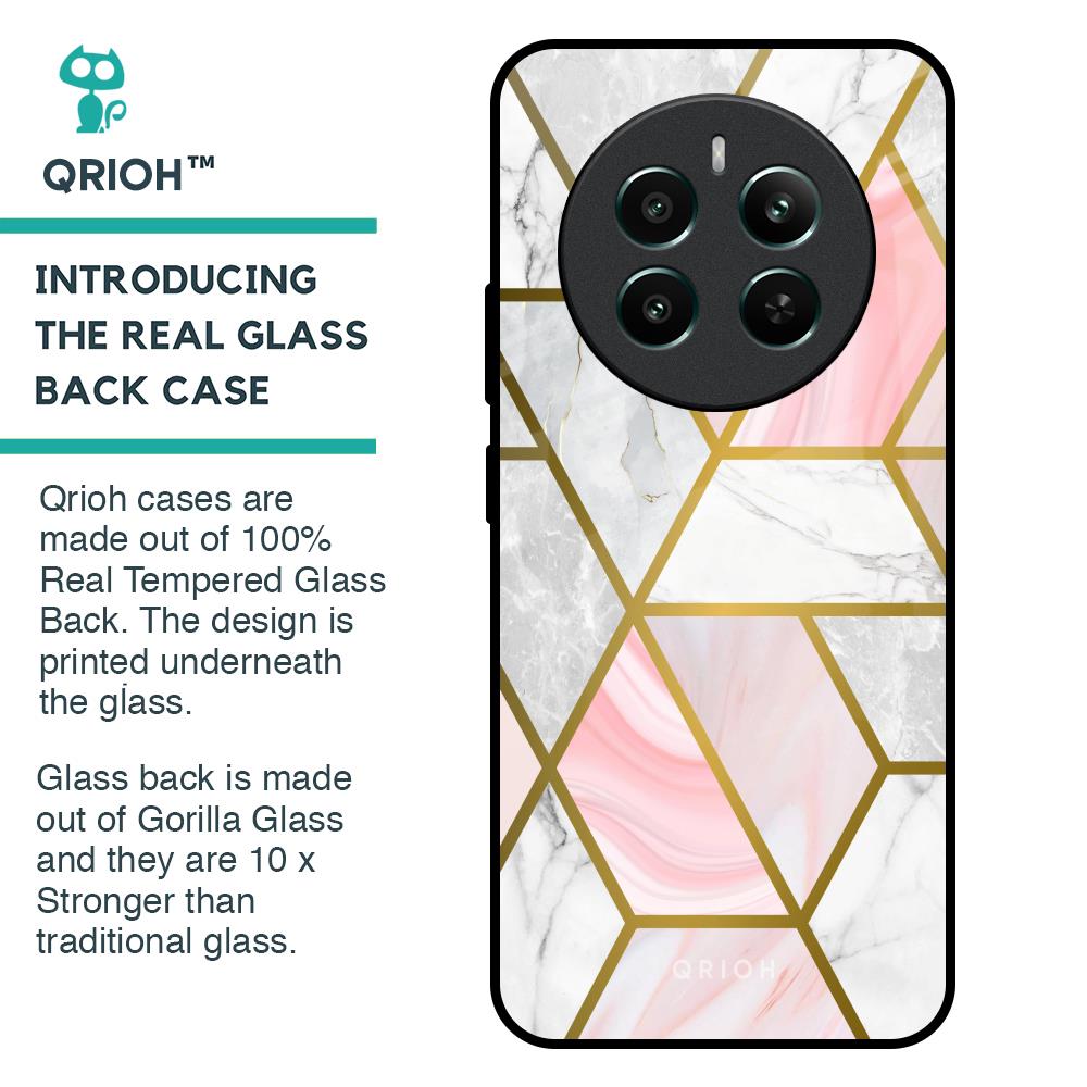 Geometrical Marble Glass Case for Realme 12 Plus 5G