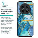Turquoise Geometrical Marble Glass Case for Realme 12 Plus 5G