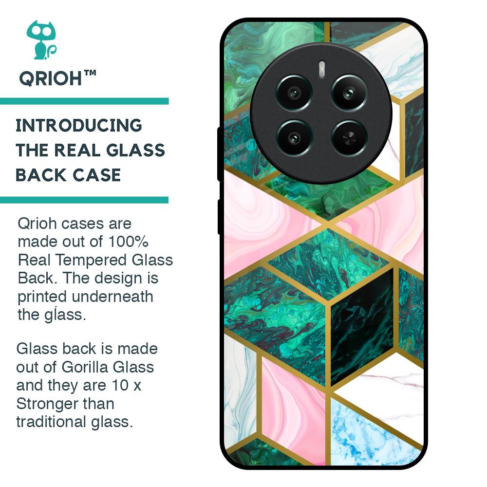 Seamless Green Marble Glass Case for Realme 12 Plus 5G