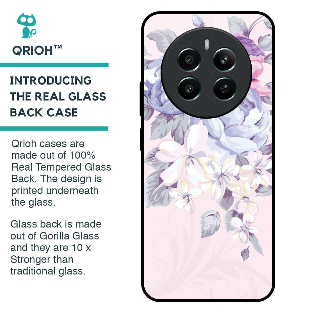 Elegant Floral Glass Case for Realme 12 Plus 5G
