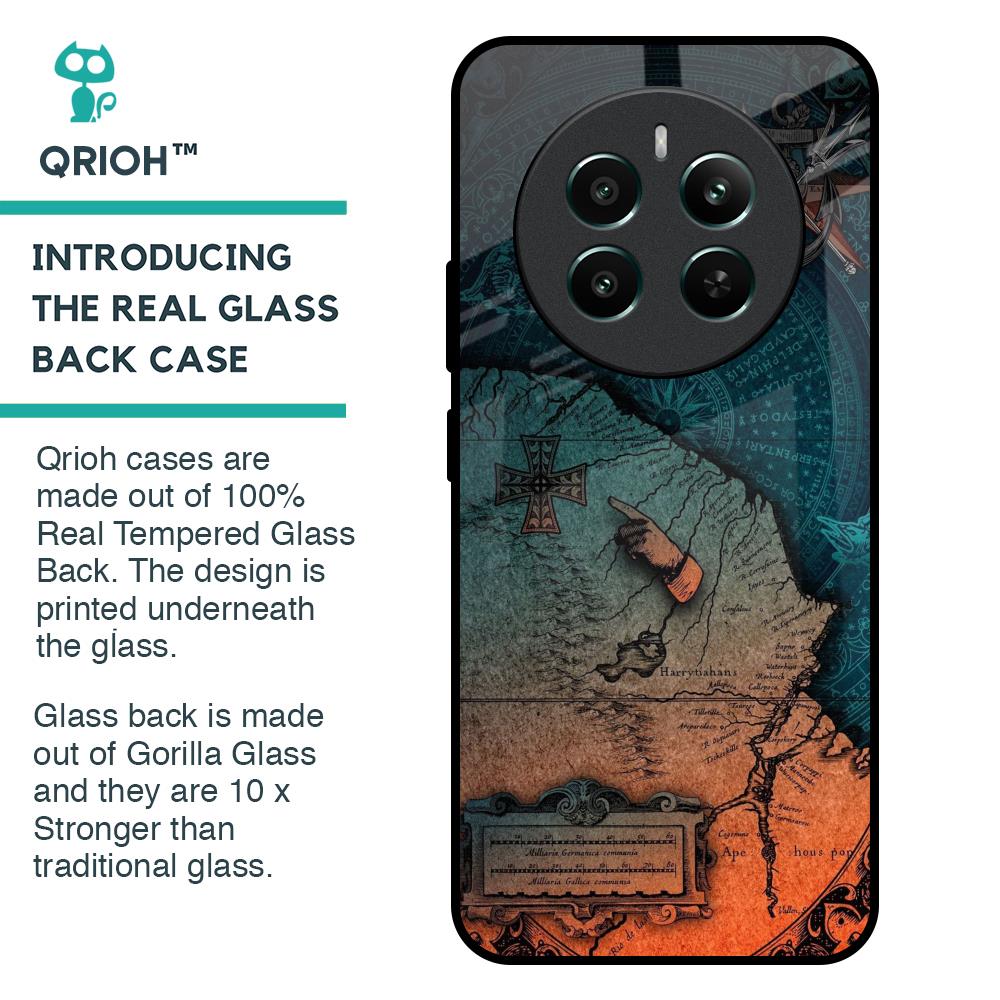 Geographical Map Glass Case for Realme 12 Plus 5G