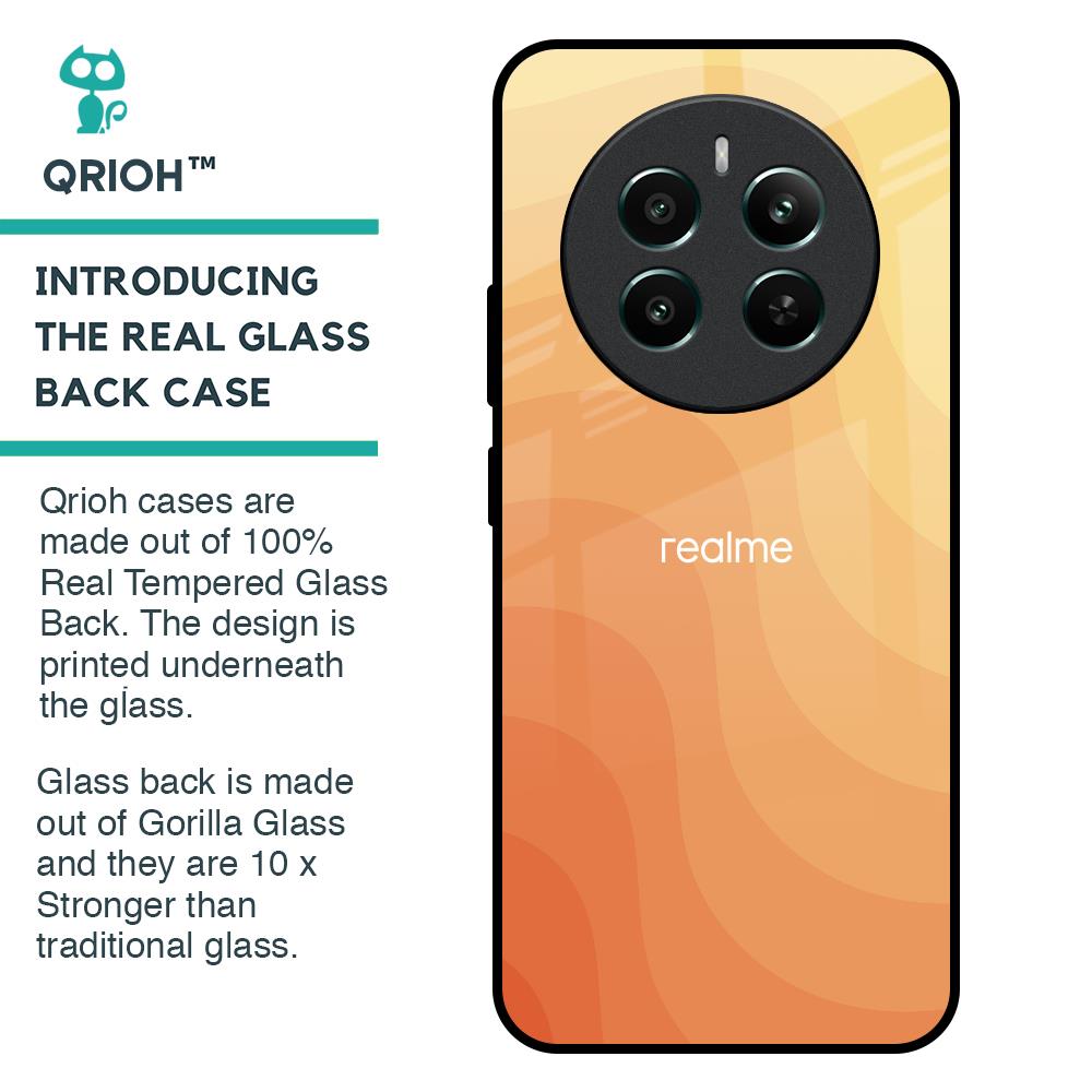 Orange Curve Pattern Glass Case for Realme 12 Plus 5G