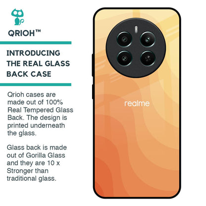 Orange Curve Pattern Glass Case for Realme 12 Plus 5G