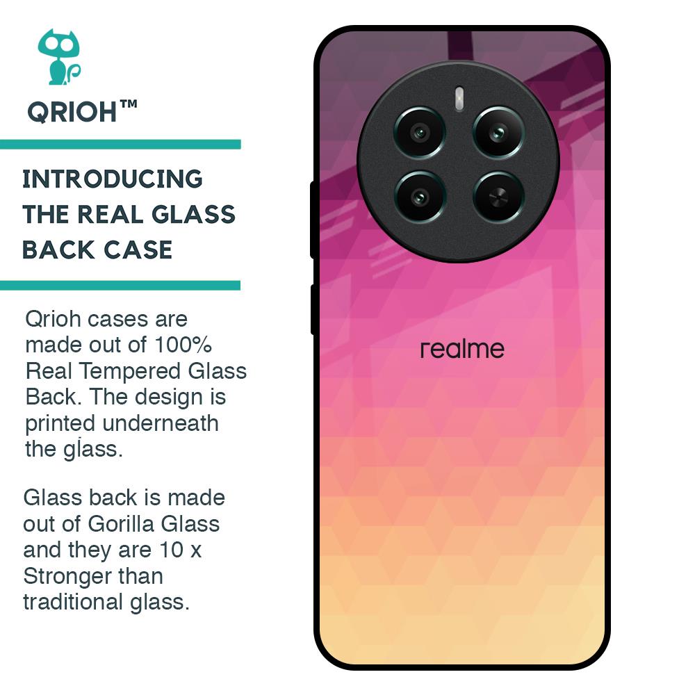 Geometric Pink Diamond Glass Case for Realme 12 Plus 5G