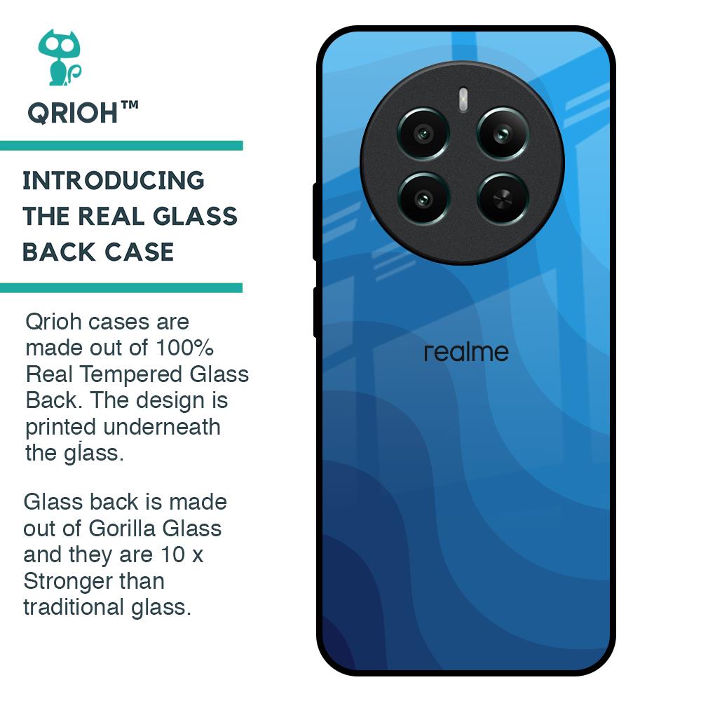 Blue Wave Abstract Glass Case for Realme 12 Plus 5G