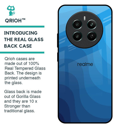 Blue Wave Abstract Glass Case for Realme 12 Plus 5G