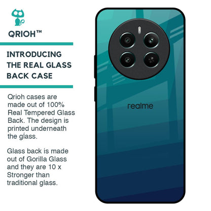 Green Triangle Pattern Glass Case for Realme 12 Plus 5G