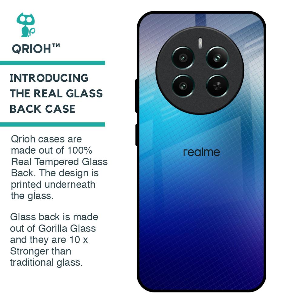 Blue Rhombus Pattern Glass Case for Realme 12 Plus 5G
