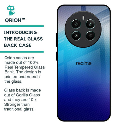 Blue Rhombus Pattern Glass Case for Realme 12 Plus 5G