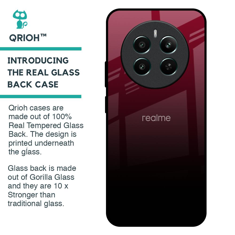 Wine Red Glass Case For Realme 12 Plus 5G