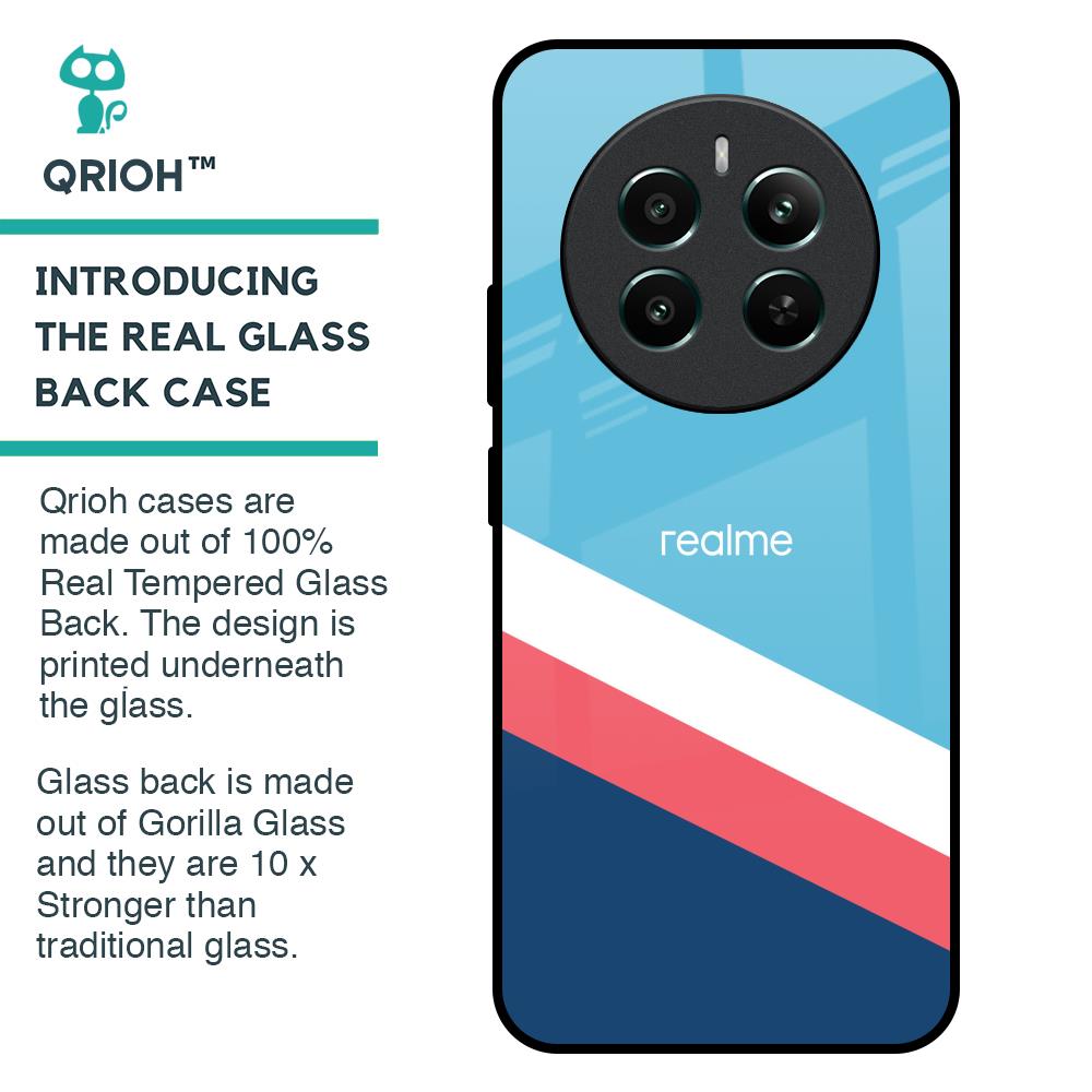 Pink & White Stripes Glass Case For Realme 12 Plus 5G