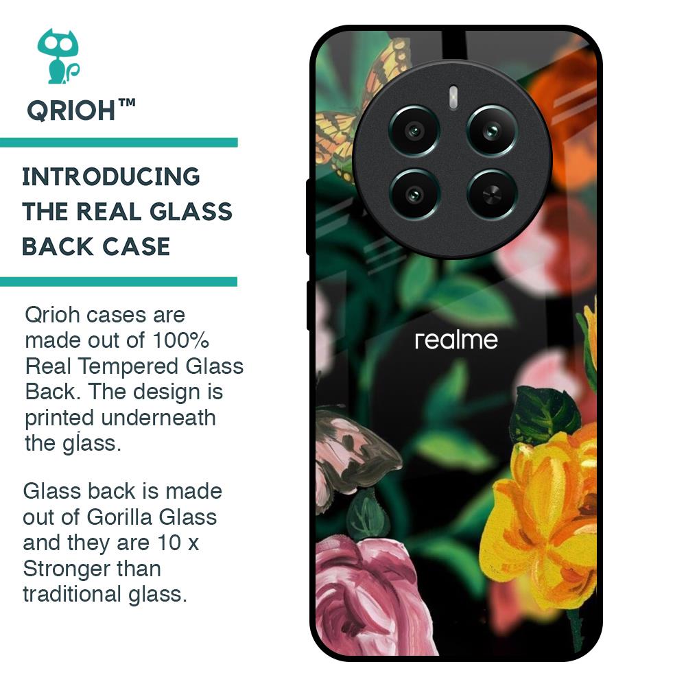 Flowers & Butterfly Glass Case for Realme 12 Plus 5G