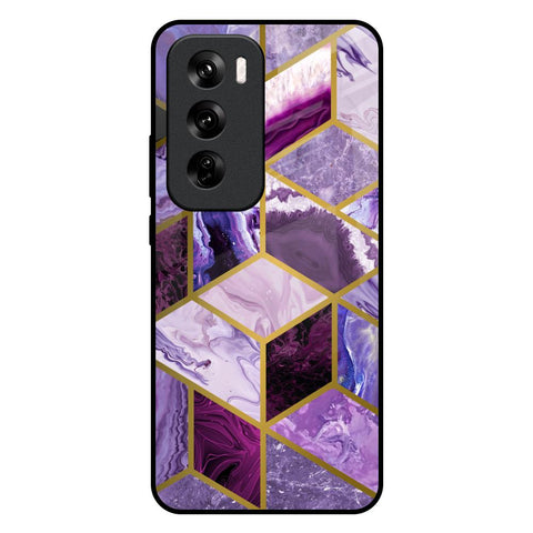 Purple Rhombus Marble Oppo Reno 12 5G Glass Back Cover Online