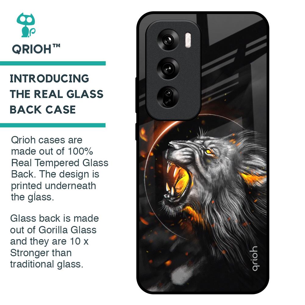Aggressive Lion Glass Case for Oppo Reno 12 5G