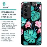 Tropical Leaves & Pink Flowers Glass Case for Oppo Reno 12 5G